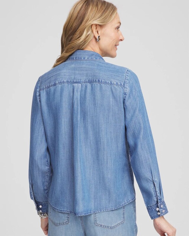 Embroidered Tencel Denim Shirt - image 3